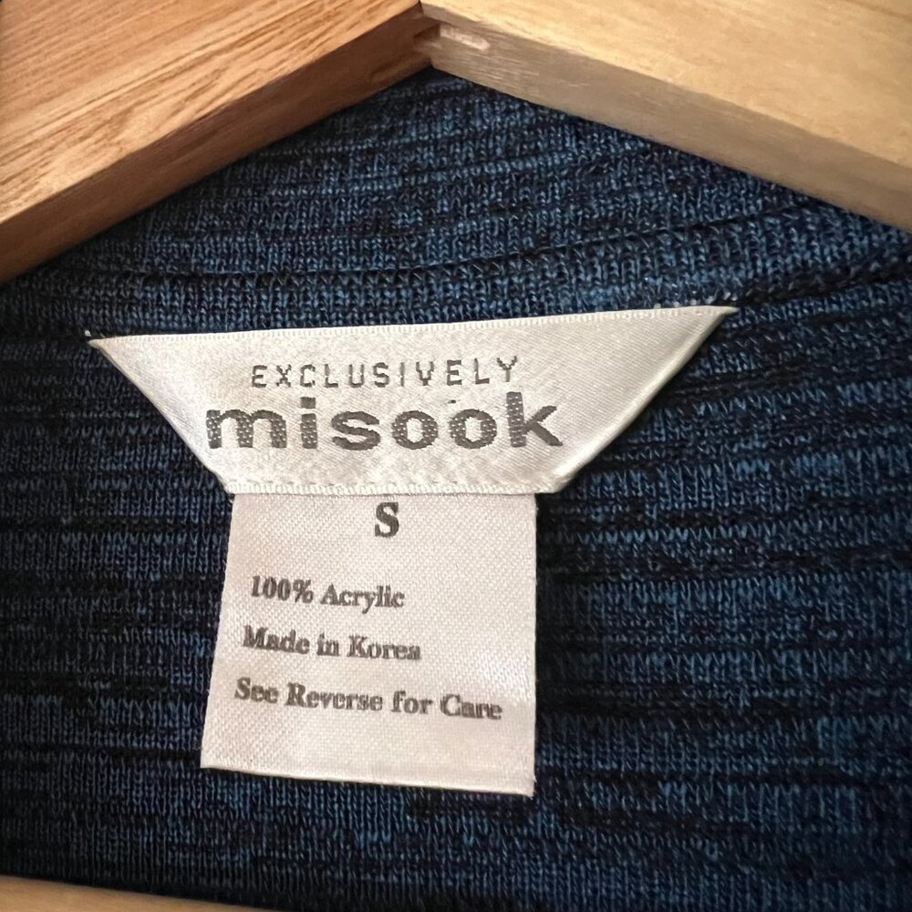 Exclusively Misook Blue Black Knit Long Cardigan Sweater Women's Size Small - Picture 5 of 8